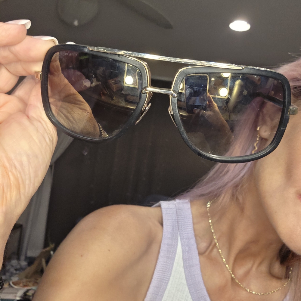 DITA Black and Gold Aviator Sunglasses